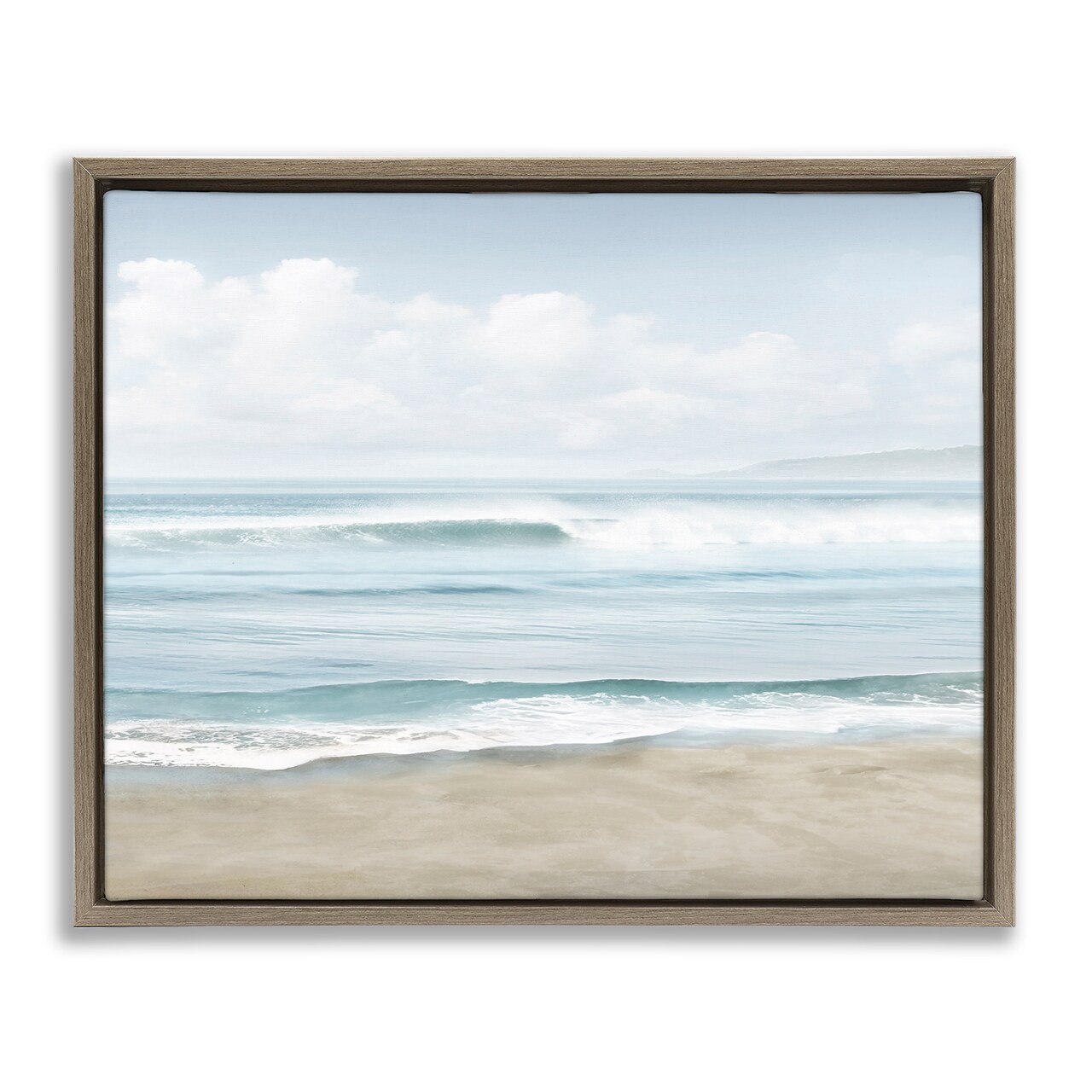 Stupell Industries Soothing Beach Waves Framed Floater Canvas Wall Art Design by Mike Calascibetta